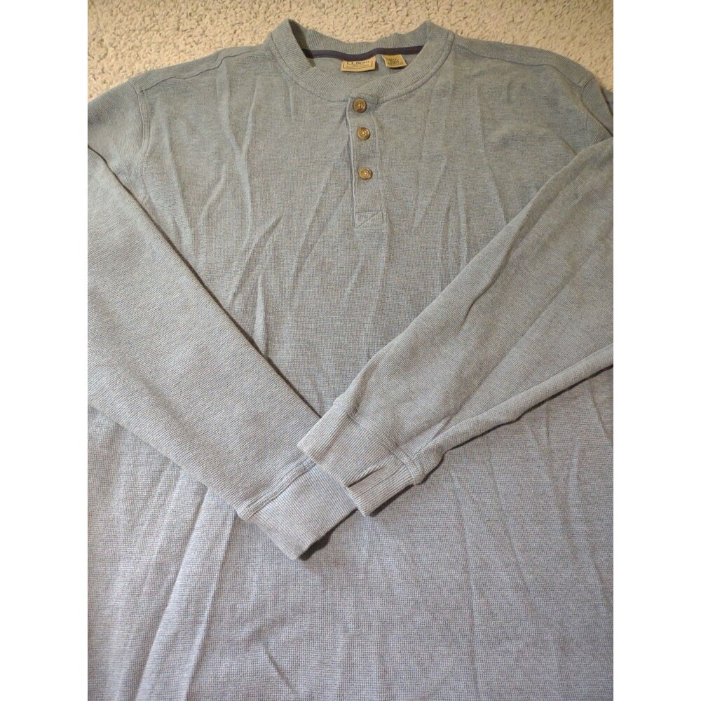 LL Bean Men Size XL Light Blue Crewneck Pullover Top Cotton Ribbed